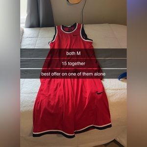 Red Nike tank top with matching shorts
